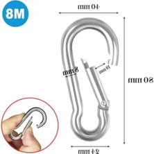 Larskas Paslanmaz Çelik Yaylı Kanca - 8 mm Karabina