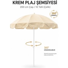Dogahomes 200 cm Eğilebilir Bahçe Şemsiyesi 1.Kalite Polyester Beyaz Gölgelik ile Plaj Kullanımı