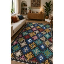 Norella Home Etnik Desenli Kaymaz Taban Yıkanabilir Salon Mutfak Koridor Halısı Renkli Dekoratif Halı