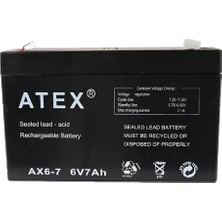 Atex Ax6-7 6V 7AH Bakımsız Kuru Akü