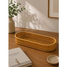 Yzhome Rattan Oval Organizer Düzenleyici Masaüstü Tezgahüstü Yağlık Standı Çok Amaçlı Sepet 31*12CM