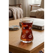 Decostyle Paşabahçe Puantiyeli  Ajda Dekorlu 6'lı Çay Bardağı El  Dekoru