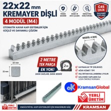 Kramsan Global 22X22MM Bahçe Otomatik Kapı Motoru Kremayer Dişlisi 2 Metre 4 Modül  Galvanizli Çelik