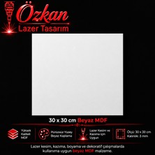 30 x 30 Beyaz Tekyüz 9 Adet Özkan Lazer 3mm Mdf Pasta Altı Boyanabilir Sunum Tepsisi Kare