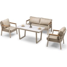 Hier Noven Premium 3+1+1+Masa Midi Set Alüminyum Iskeletli Su Itici Kumaşlı Bahçe Takımı Bahçe Mobilyası Balkon Mobilyası