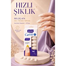 MUJGAN 12’li Badem Şekilli Kendinden Yapışkanlı Takma Tırnak Seti Krem Renk