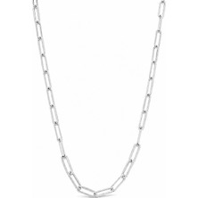 Oya Silver İnce Geniş Aralık Ataç Zincir Kolye 50CM [ZK418]