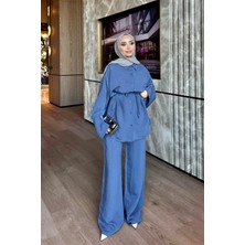 İmaj Butik Indigo Gömlek Pantolonlu Modal Takım