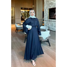İmaj Butik Lacivert Gömlek Etekli Keten Takım