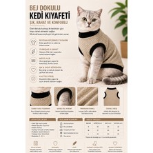 Midilla Bej Dokulu Kedi Kıyafeti – Boydan Geçirmeli Yumuşak ve Konforlu Kedi Tişörtü
