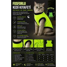 Midilla Fosforlu Kedi Kıyafeti Gece Parlayan Boydan Geçirmeli Neon Yeşil Kedi Tişörtü