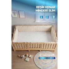Yasetex Tasarım Montessori Beşik Kenar Koruma Takımı %100 Pamuk - Ekru - Buble Slim