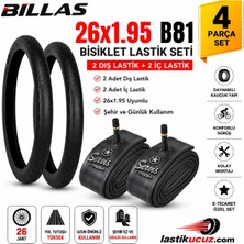 Billas 26X1.95 B81 Bisiklet Lastik Seti 2 Adet Dış Lastik + 2 Adet Iç Servis Lastik 26 Jant Mtb Şehir Bisikleti Uyumlu