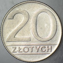 Banknoting Polonya 20 Zloty 1989.
