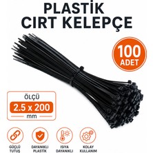 Badem10 Kablo Bağı Plastik Cırt Kelepçe 2,5X200 mm 100 Adet Dayanıklı Çok Amaçlı Kablo Düzenleyici