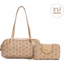 Newish Polo Kadın Desenli Cüzdan ve Çapraz Omuz El Çantası - NEWPOLO413