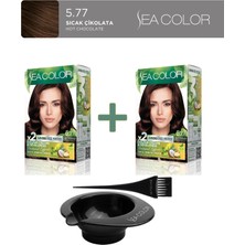 Sea Color 2'li Natural Effect Set Boya Amonyaksız 5.77 Sıcak Çikolata, Boya Tası ve Fırça Hediye!