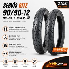 Servis Ritz 90/90-12 Motosiklet Dış Lastiği 2 Adet Takım Scooter Motor Lastiği
