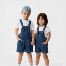Babyilay Unisex 1-4 Yaş Kot Şort Salopet Çocuk Bahçıvan Tulum