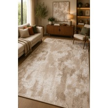 Norella Home Modern Soyut Desenli Kaymaz Taban Yıkanabilir Halı Salon Halısı Oturma Odası Halısı Koridor Halısı Antre Halısı Yatak Odası Halısı Bej Krem Dekoratif Halı