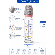 Shopfocus 5'li Cam Biberon Seti-Özel Taş Süslemeli DİZAYN-250ML BİBERON-125ML Biberon-Emzik-Emzik Askısı-Emzik Kutusu-Özel Kutulu-Doğum Hediyesi-Bebek Hediyelik-Plastil ve Cam Set-Yeni Doğan Hediyesi-Çocuk-