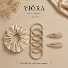 Yiora 8 Li Kadın Lastik Toka Seti (2 Adet Yan Toka+ 5 Adet Ince Lastik + 1 Adet Taşlı Kalın Lastik Toka)