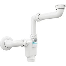 Larskas Yer Tasarruflu Sifon Lavabo - Mobilya Sifonu - Yerden Tasarruf Sağlayan Sifon - Düz Gider - Banyo - Esnek Ayarlanabilir - G 1 1/4 Inç - DN32