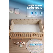 Yasetex Tasarım Montessori Beşik Kenar Koruma Takımı %100 Pamuk - Kapiçino - Buble Slim