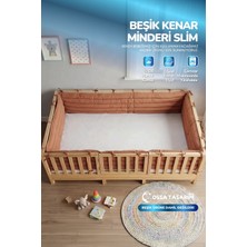 Yasetex Tasarım Montessori Beşik Kenar Koruma Takımı %100 Pamuk - Kiremit - Buble Slim