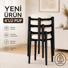 Edmonda Ev Aksesuar Zümra 4lü Puf Tabure Bench Makyaj Sandalyesi Siyah Ayak