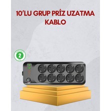 MiraLive 10 Prizli Uzatma Kablosu Termal Koruma USB Type-C Hızlı Şarj 2500W
