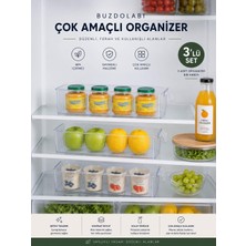 Okyanus Home 3 Adet Kapaksız Mini Buzdolabı Organizeri ve Saklama Kabı No:1 1250ML