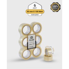 Allam 6 Adet 50 mm x 100 mt Şeffaf Koli Bandı Güçlü Yapışkan Paketleme Bantı