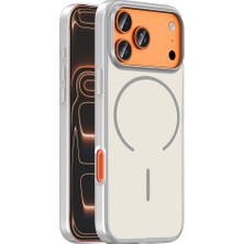 HTstore iPhone Uyumlu 17 Pro Kılıf M-Safe Şarj Özellikli Zore Lora Pc Kapak-Gümüş