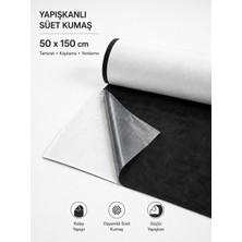 Plush Studio İstanbul Plush Studio Yapışkanlı Süet Kadife Kumaş  Siyah 50 x 150 cm Iz Yapmaz Kadife Kumaş, Ev Tekstili