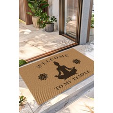 Decovetro Kapı Önü Halı Paspas Yoga Welcome Temple Baskılı 40 x 60 cm