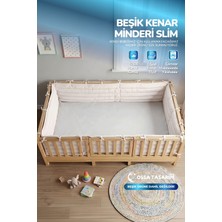Yasetex Tasarım Montessori Beşik Kenar Koruma Takımı %100 Pamuk - Kırık Beyaz - Buble Slim