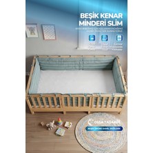 Yasetex Tasarım Montessori Beşik Kenar Koruma Takımı %100 Pamuk - Nil Yeşili - Buble Slim