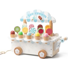 Nilberry Ahşap Dondurma Arabası Evcilik Oyun Seti Montessori Oyuncak Eğitici Rol Yapma Dondurma Tezgahı