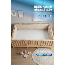 Yasetex Tasarım Montessori Beşik Kenar Koruma Takımı %100 Pamuk - Vanilya- Buble Slim