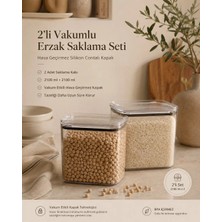 Okyanus Home Vakumlu Erzak Kavanozu Dikdörtgen 2'li Set Uzun Ömürlü Kırılmaya Dayanıklı