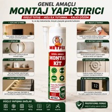 Metfix Beyaz Genel Amaçlı Montaj Yapıştırıcısı 290ml Banyo Ahşap Dolap Beton Fayans Mermer Korniş Evye Ayna
