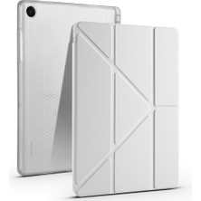 HTstore Galaxy Uyumlu Tab A11 Plus Kılıf Zore Tri Folding Kalem Bölmeli Standlı Kılıf-Gri