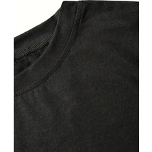 Deluxe Takı ve Giyim Fiyonk Baskılı Siyah Oversize Unisex T-Shirt- Siyah