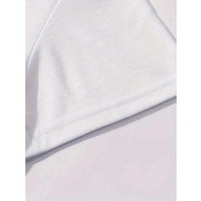 Deluxe Takı ve Giyim Baskılı Oversize Bisiklet Yaka T-Shirt - Beyaz