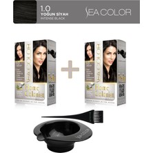 Sea Color 2'li Paket Home Colorist Set Boya 1.0 Yoğun Siyah, Boya Tası ve Fırça Hediye!