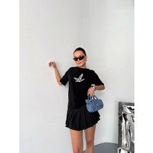 Deluxe Takı ve Giyim Kısa Kol Baskılı T-Shirt - Siyah