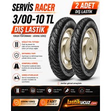 Servis Racer 3.00-10 Tl Motosiklet Dış Lastiği 2 Adet Takım Tubeless Scooter Lastiği