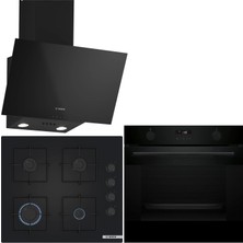 Bosch Siyah 3 Lü Ankastre Set 484 ( HUA736EA0T - POP6C6P31O - DWK63PJ60T (61T) ) - Buhar Destekli -