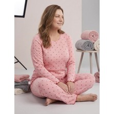 Sleeproom Sıfır Yaka Pointel Çilek Desenli Uzun Kol Kadın Pijama Takımı